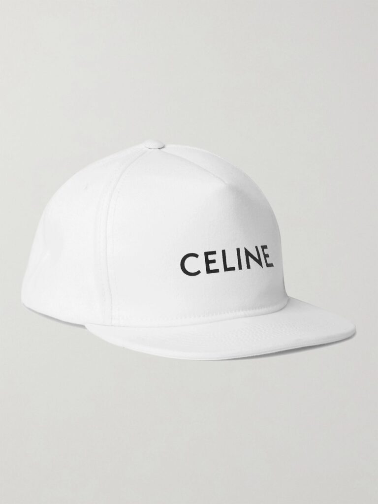 CELINE ホワイト コットンキャップ 刺繍ロゴ セリーヌ CELINE キャップ 帽子 コットン ホワイト ネイビー
