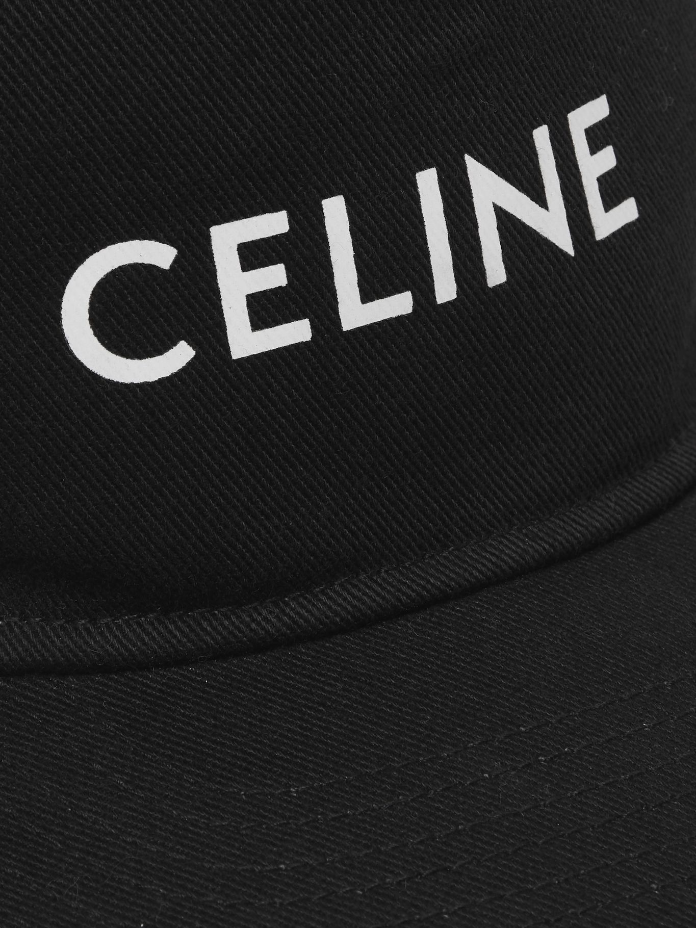 【CELINE HOMME（セリーヌ オム）】Logo-Print コットンキャップ・帽子・黒